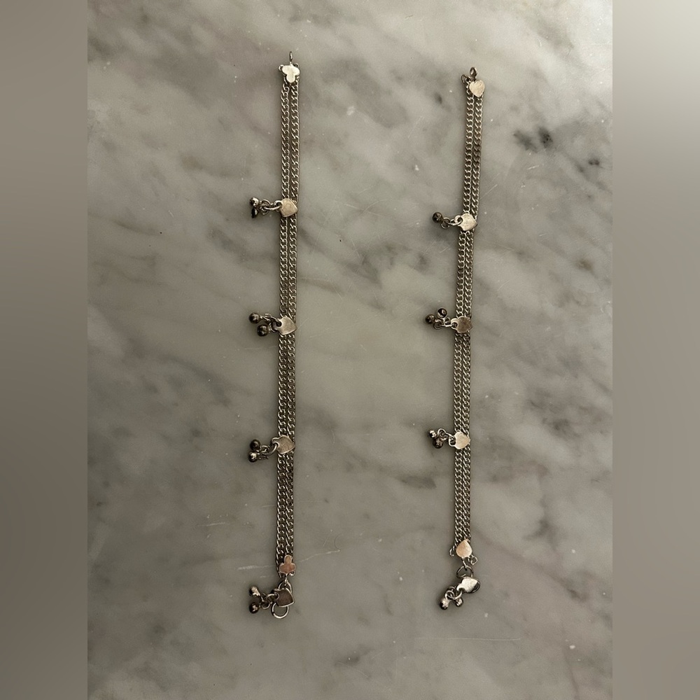 Vintage Silver Anklets With Tiny Bell Charms. 10i… - image 5